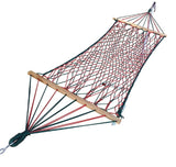 Rope Hammock With Wooden Bars, Weight Capacity of 113 kg- 90W X 194L cm