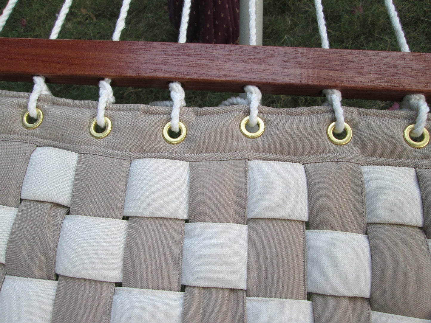 Outdoor Tan & Flax Checkered Quilted Hammock With Steel Hammock Stand Frame