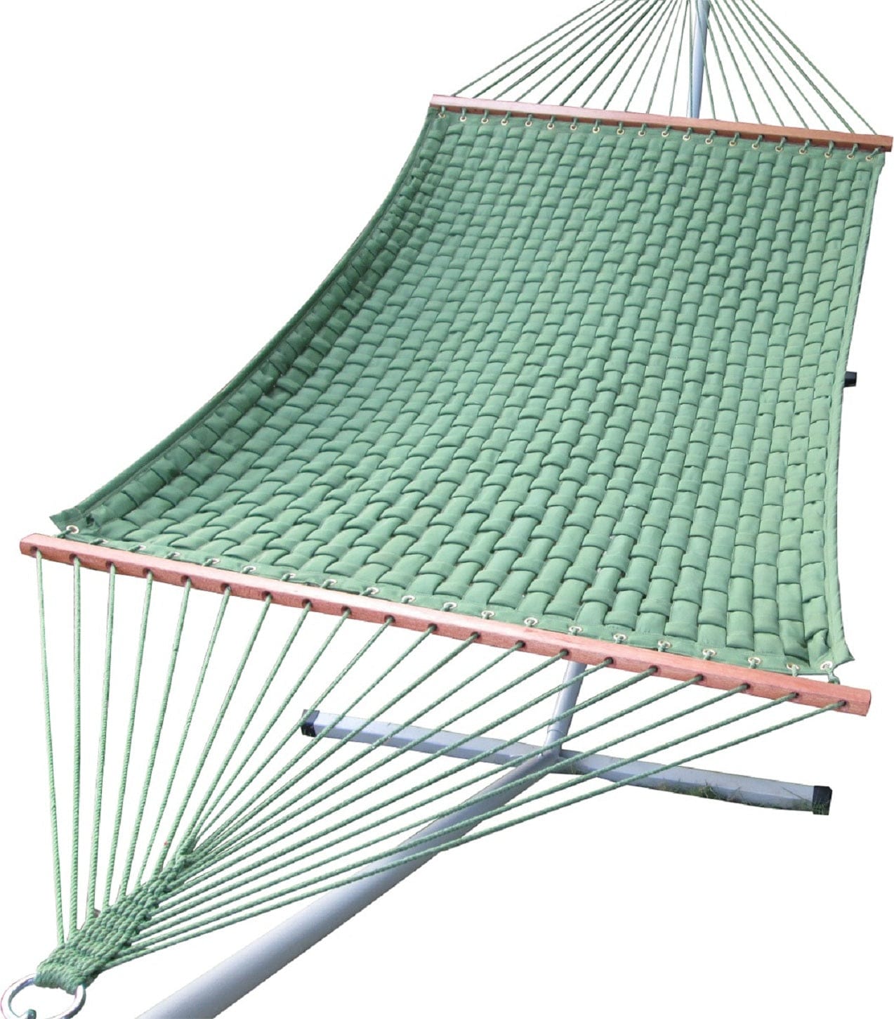 Outdoor Green Softcomb Quilted Hammock with Steel hammock stand Frame