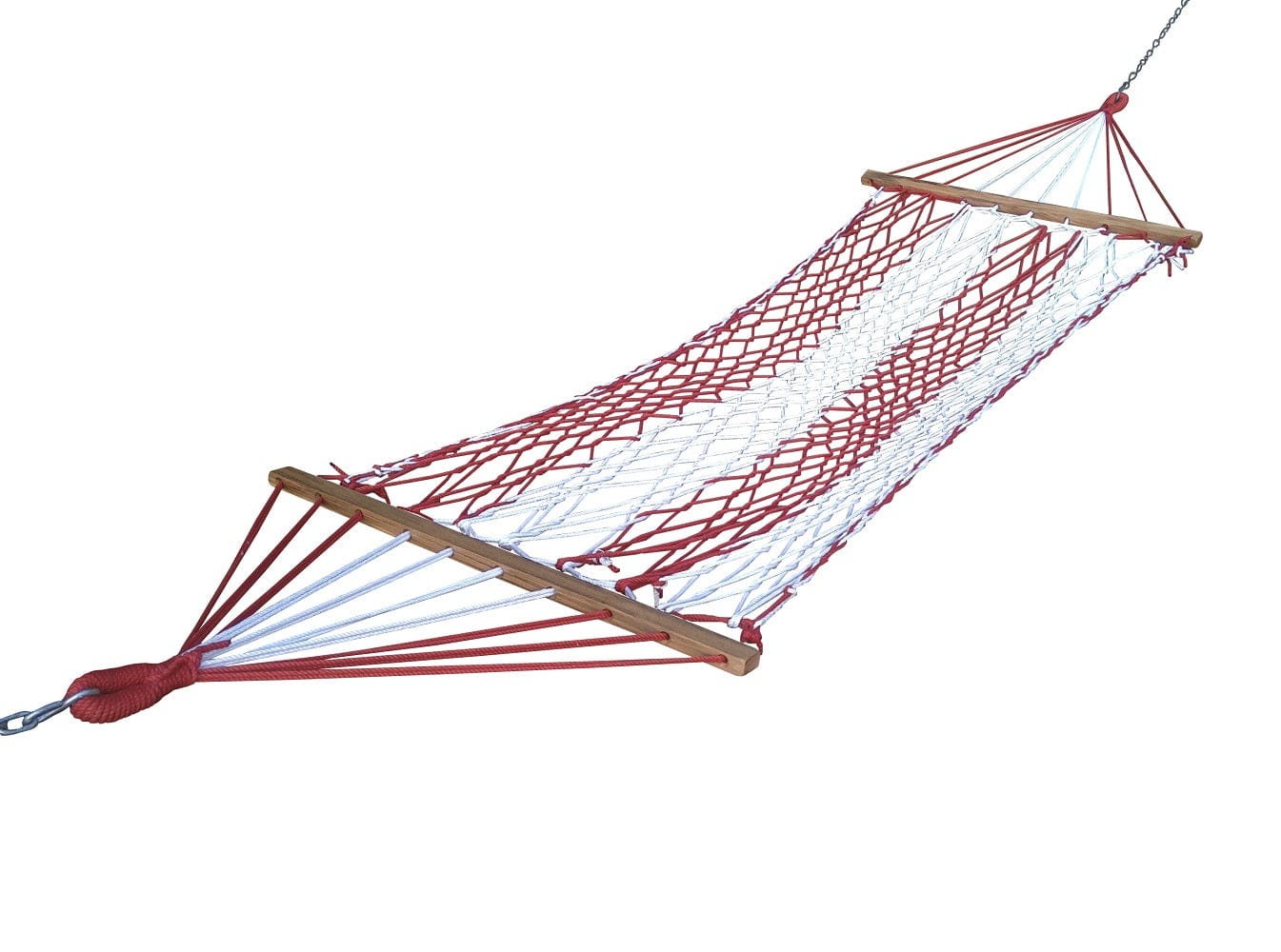 Rope Hammock With Wooden Bars, Weight Capacity of 113 kg- 90W X 194L cm