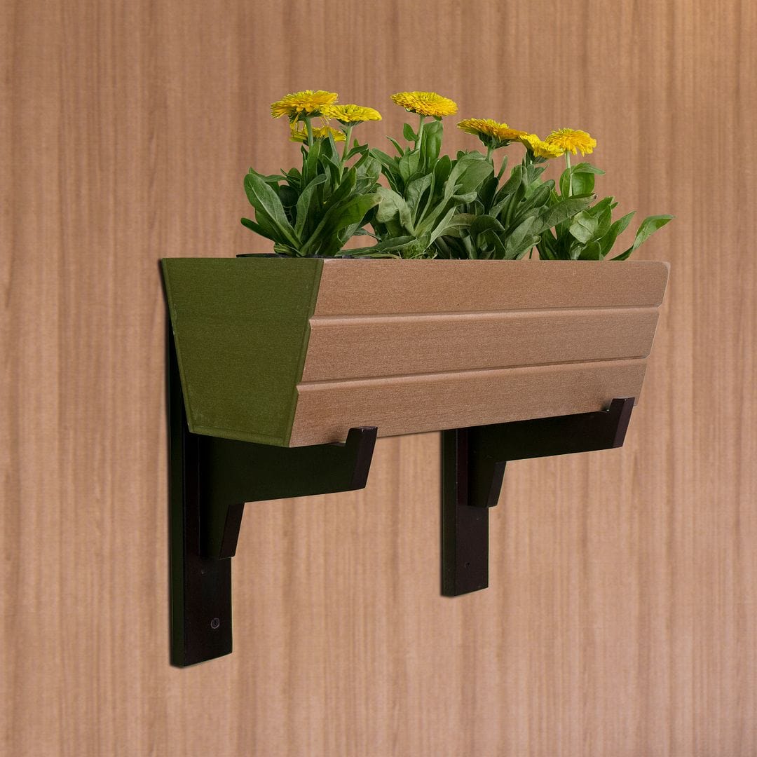 GreenUp Wall Mounted Wooden Boat Planter (Rectangle Shaped)