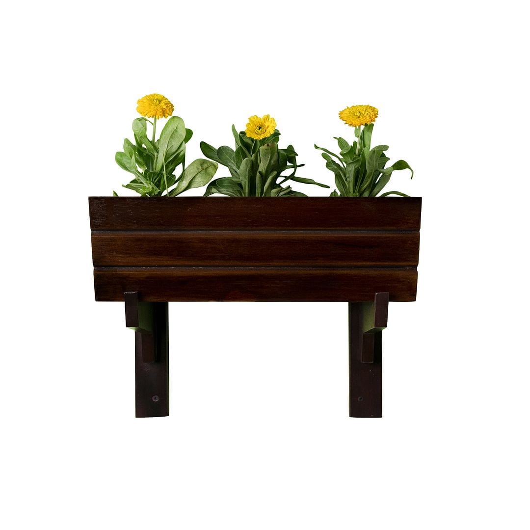 GreenUp Wall Mounted Wooden Boat Planter (Rectangle Shaped)