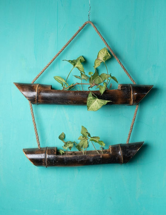 Lokabazar Two Layered Hanging Bamboo Planter