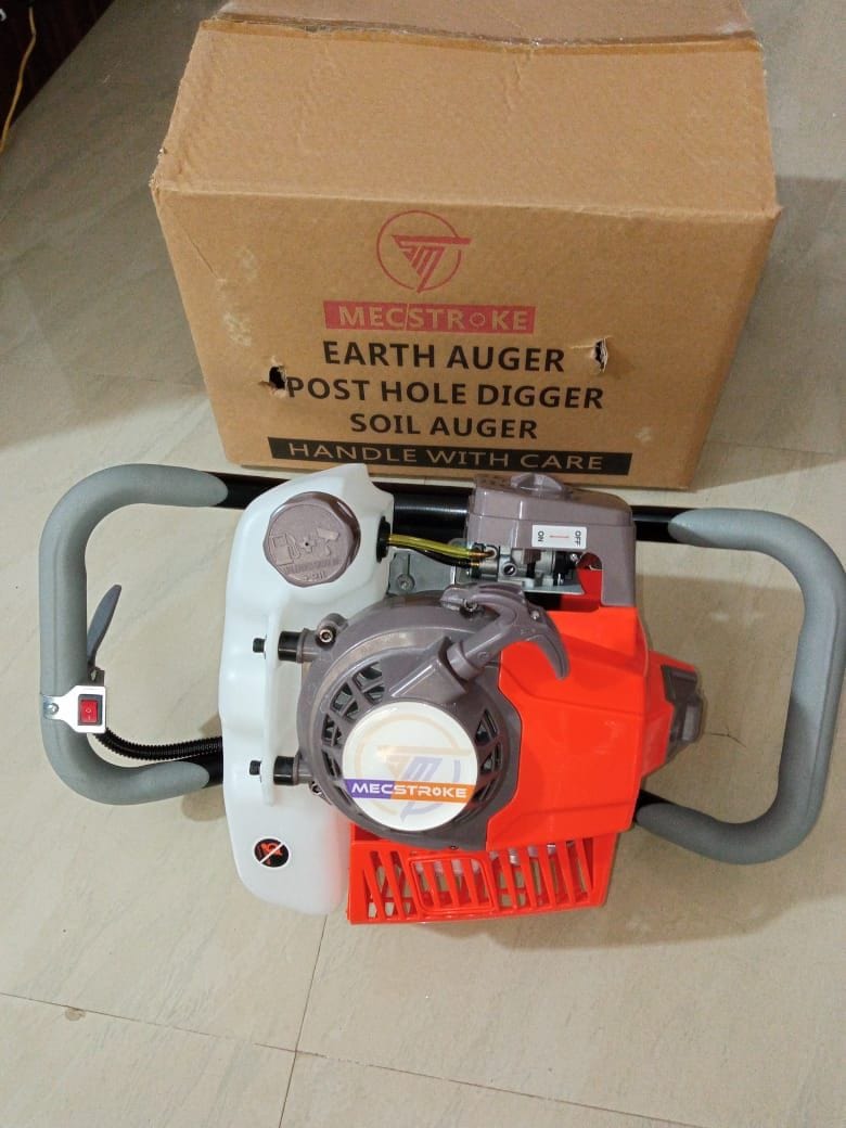 MecStroke Heavy Duty Earth Auger (68cc, Petrol Engine, With Driller Bit)