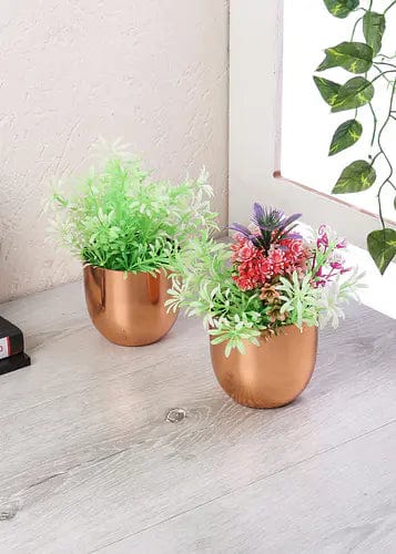 Amaya Decors Table Top Planter with Copper Plating (Set of 2)