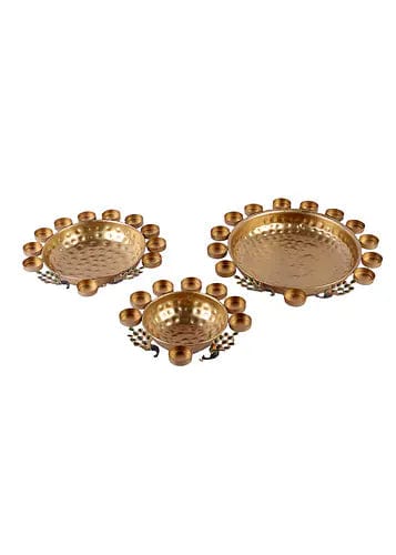 Amaya Decors Peacock Urli Tealight Holder (Set of 3)