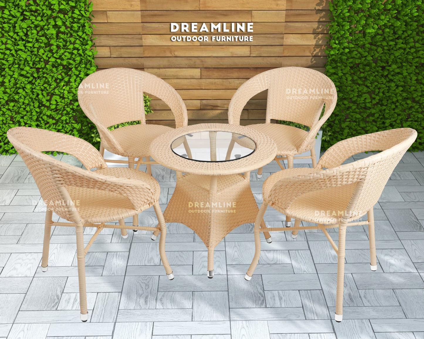 Dreamline Coffee Table Set - Chairs And Table Set (Cream)