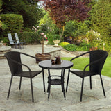 Dreamline Outdoor Furniture Garden Patio Seating Set, 2 Chairs And Table Set (Black)