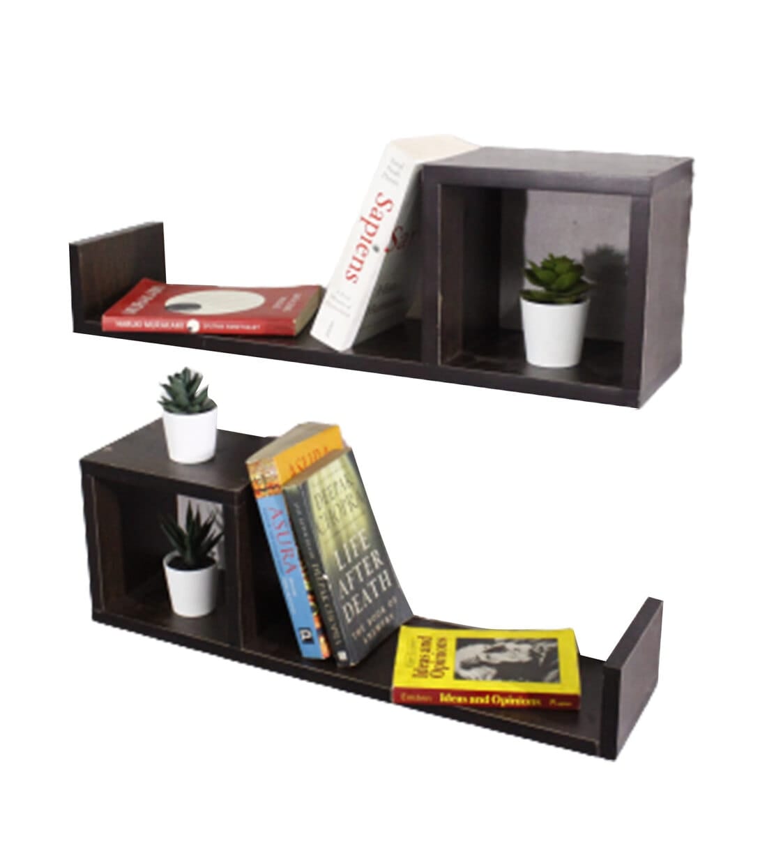 Raytrees Wooden Wall/Book Shelevs- Set of 2