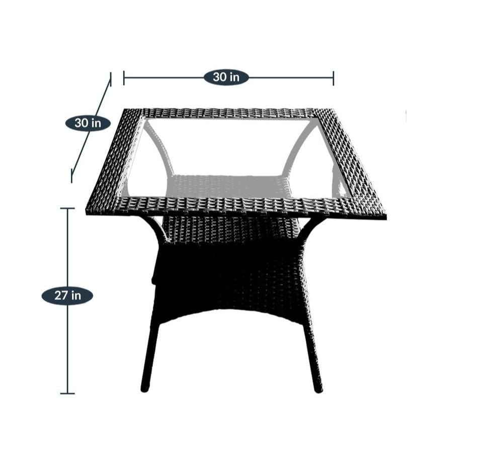 Dreamline Outdoor Coffee Table Set - 2 Chairs And Table Set (Black)