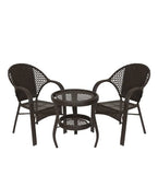 Dreamline Outdoor Garden/Balcony Patio Seating Set 1+2, 2 Chairs with Armrest And 1 Small Round Table (Easy To Handle, Brown)