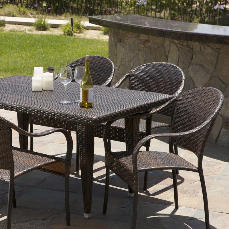 Dreamline Outdoor Garden Patio Dining Set 1+6, 6 Chairs And 1 Table Set (Brown)