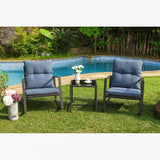 Dreamline Outdoor Garden/Balcony Patio Seating Set 1+2, 2 Rocking Style Chairs And Table Set (Black)