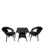 Dreamline Outdoor Furniture Garden Patio Coffee Table Set(1+2), 2 Chairs And Table Set (Black)