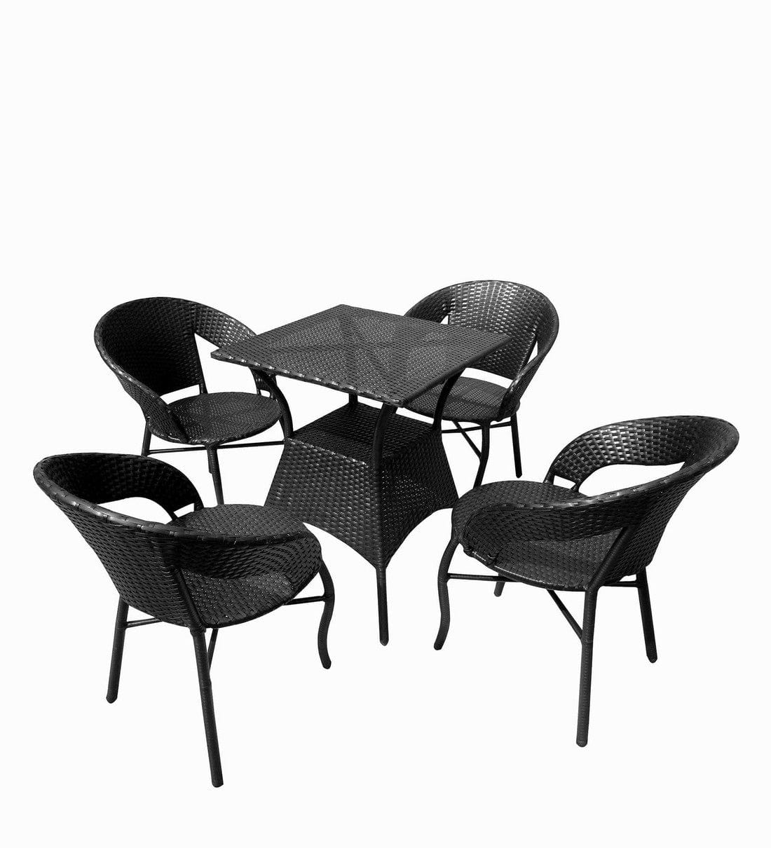 Dreamline Outdoor Furniture Garden Patio Balcony Furniture - 4 Chairs And Table Set (Black)