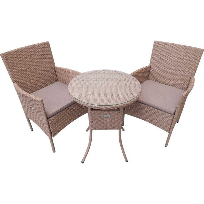 Dreamline Outdoor Garden/Balcony Patio Seating Set 1+2, 2 Chairs And 1 Table (Easy To Handle, Cream)