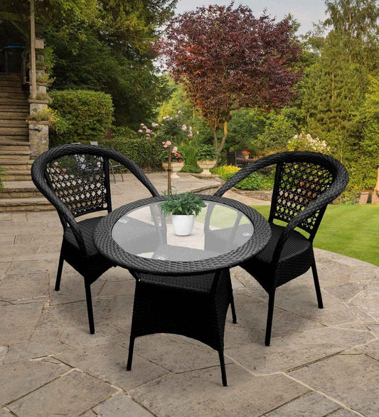 Dreamline Outdoor Furniture Garden Patio Seating Set 1+2 (Black)