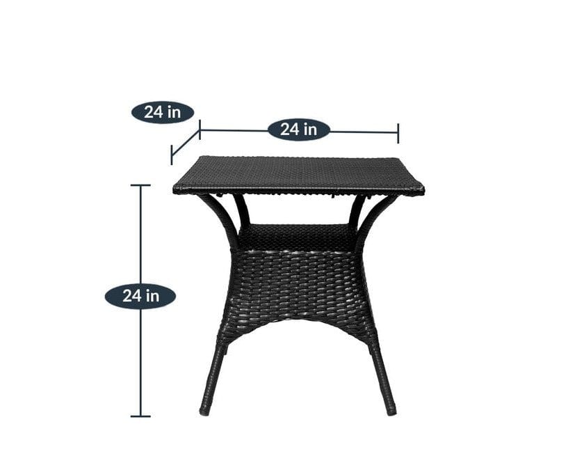 Dreamline Outdoor Furniture Garden Patio Balcony Furniture - 4 Chairs And Table Set (Black)