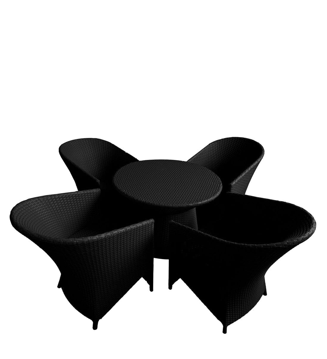 Dreamline Garden Patio Coffee Table Set (1+4), 4 Chairs And Round Table (Black)