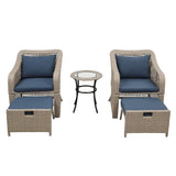 Dreamline Outdoor Garden/Balcony Patio Seating Set 1+2, 2 Chairs 2 Ottoman And Table