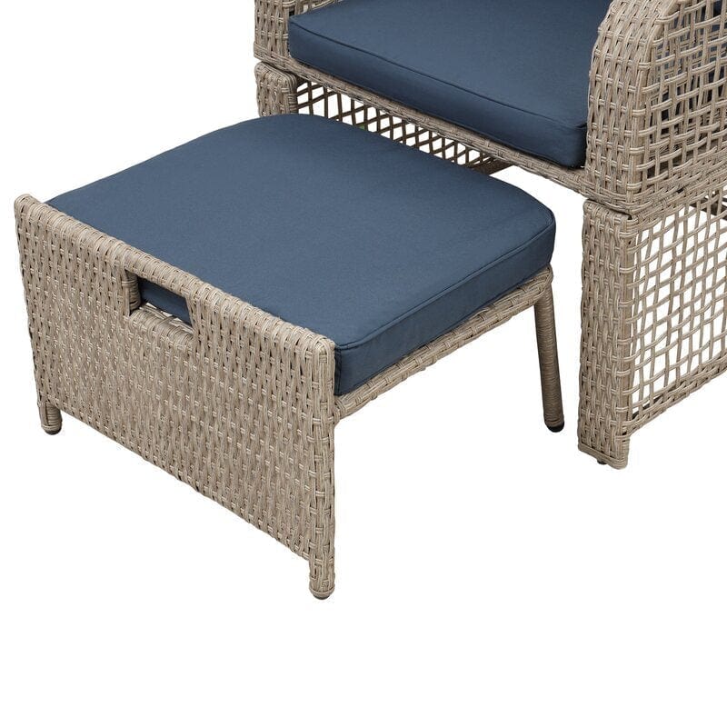 Dreamline Outdoor Garden/Balcony Patio Seating Set 1+2, 2 Chairs 2 Ottoman And Table