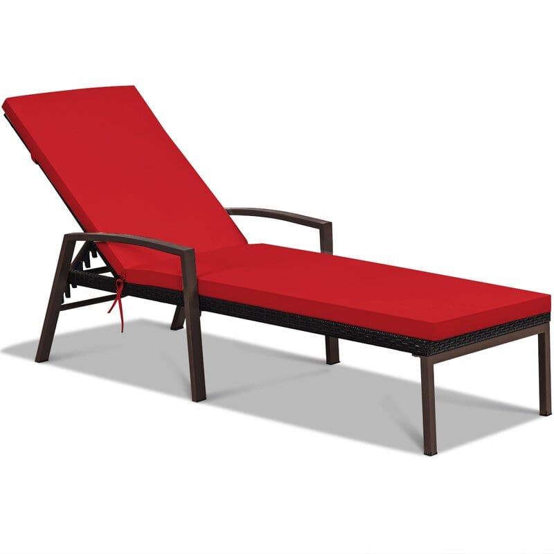 Dreamline Outdoor Furniture Poolside Lounger With Cushion (Red, Set of 2)