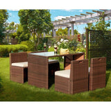 Dreamline Outdoor Garden Patio Dining Set 4 Chairs And 1 Table Set (Brown), Outdoor Furniture