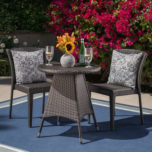 Dreamline Outdoor Garden/Balcony Patio Seating Set 1+2, 2 Chairs And 1 Table (Eco-Friendly, Black)