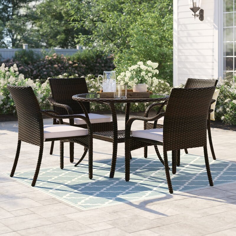 Dreamline Outdoor Garden Patio Dining Set 4 Chairs And 1 Table Set (Outdoor, Brown)