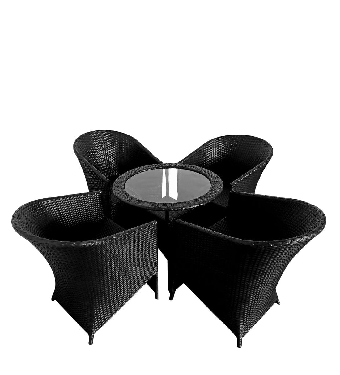 Dreamline Outdoor Garden/Balcony Patio Seating Set 1+4, 4 Chairs And 1 Table (Easy To Handle, Jet Black)