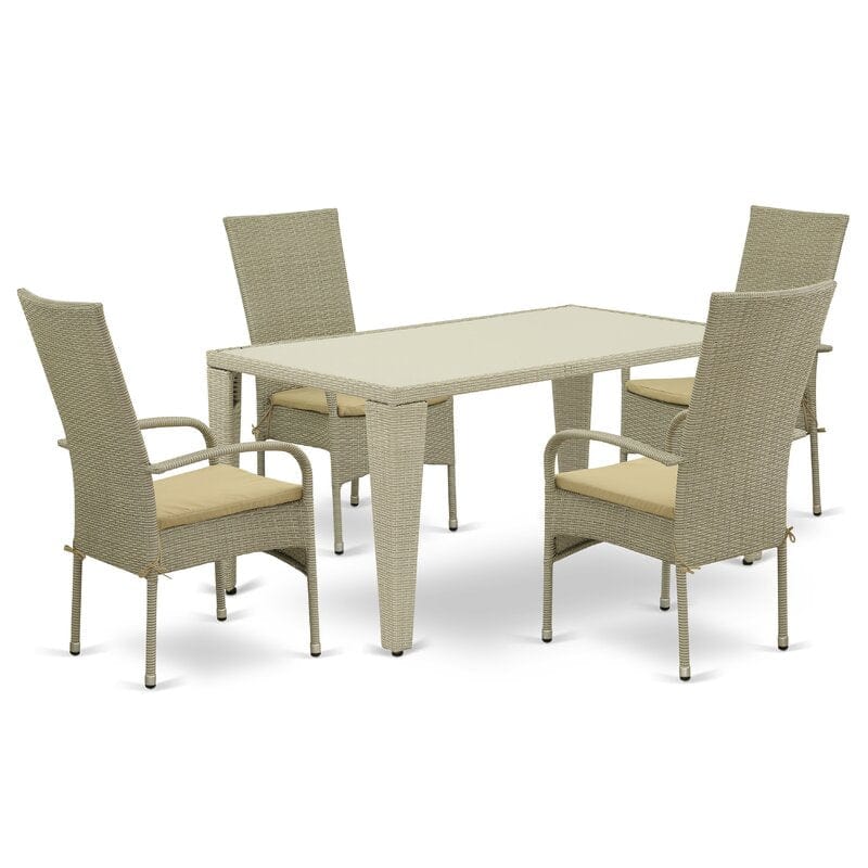 Dreamline Outdoor Garden Patio Dining Set 4 Chairs And 1 Table Set