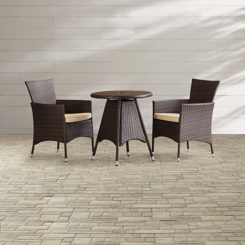 Dreamline Outdoor Garden/Balcony Patio Seating Set 1+2, 2 Chairs And 1 Table (Eco-Friendly, Dark Brown)