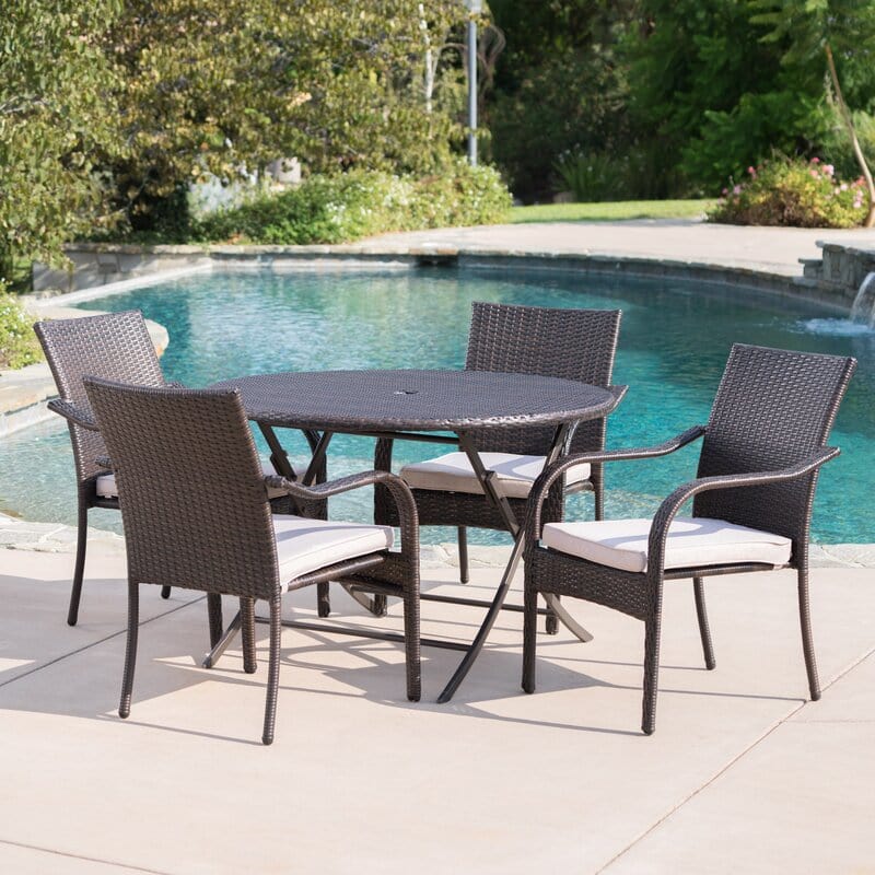 Dreamline Outdoor Garden Patio Dining Set - 4 Chairs And 1 Table Set (Brown)