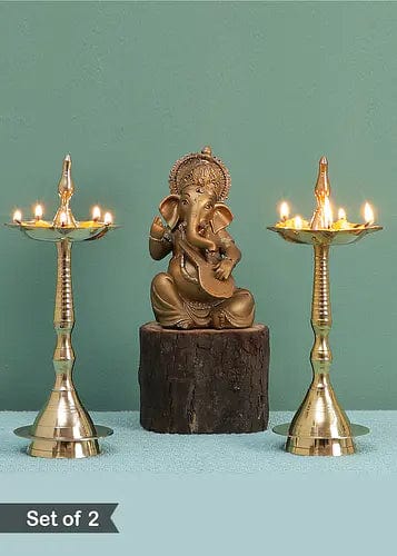 Amaya Decors Kerala Deepak (Brass) - Set of 2