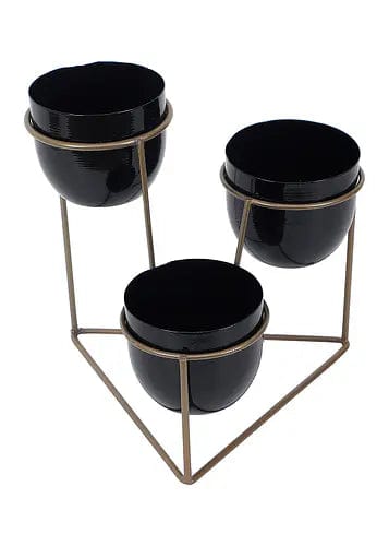 Amaya Decors Triangle Stand Planter (Gold & Black)