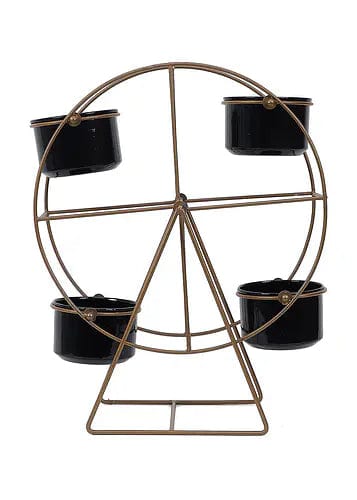 Amaya Decors Revolving Wheel Planter Stand (Gold & Black)