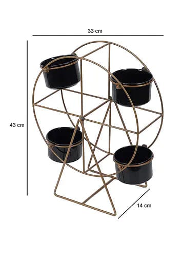 Amaya Decors Revolving Wheel Planter Stand (Gold & Black)