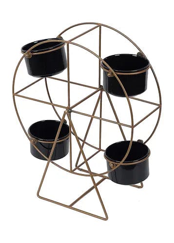 Amaya Decors Revolving Wheel Planter Stand (Gold & Black)