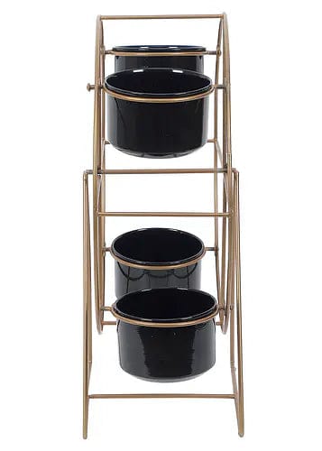 Amaya Decors Revolving Wheel Planter Stand (Gold & Black)