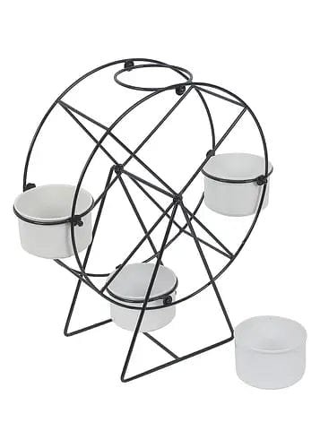 Amaya Decors Revolving Wheel Planter Stand (Black & White)