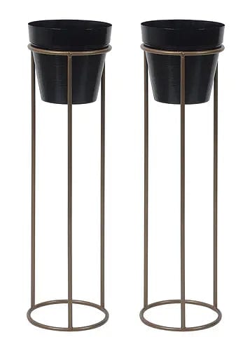 Amaya Decors Gold & Black Pot Shape Planter Stand (Set of 2)