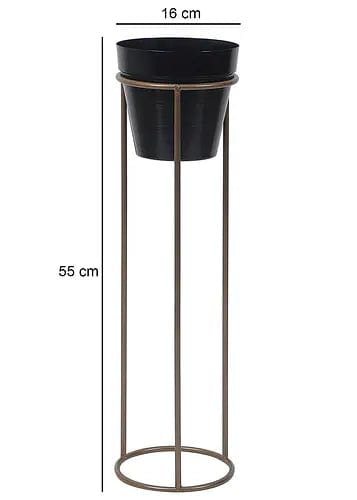 Amaya Decors Gold & Black Pot Shape Planter Stand (Set of 2)