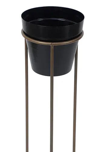 Amaya Decors Gold & Black Pot Shape Planter Stand (Set of 2)