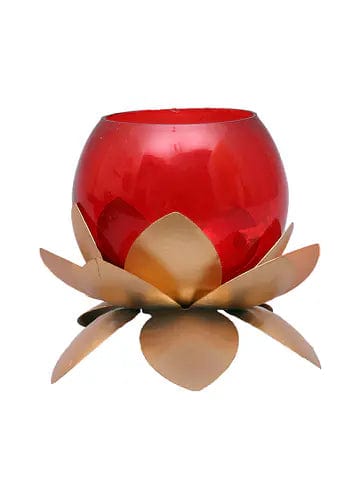 Amaya Decors Lotus Shaped GlassTealight Holders (Set of 2)