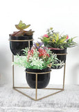 Amaya Decors Triangle Stand Planter (Gold & Black)