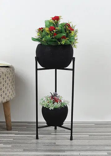 Amaya Decors Black Apple Planter, Double Layered (Set of 2)