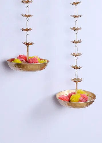 Amaya Decors Hanging Flower Urli With Stand (Set of 2)