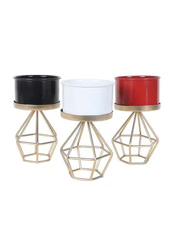 Amaya Decors Planters with Diamond Shape Stands (Set of 3)