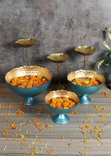 Amaya Decors Bowl Shape Taj Urli with Detachable Tealight Holder (Set of 6)