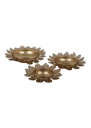 Amaya Decors Set of 3 Flower Cut Urli